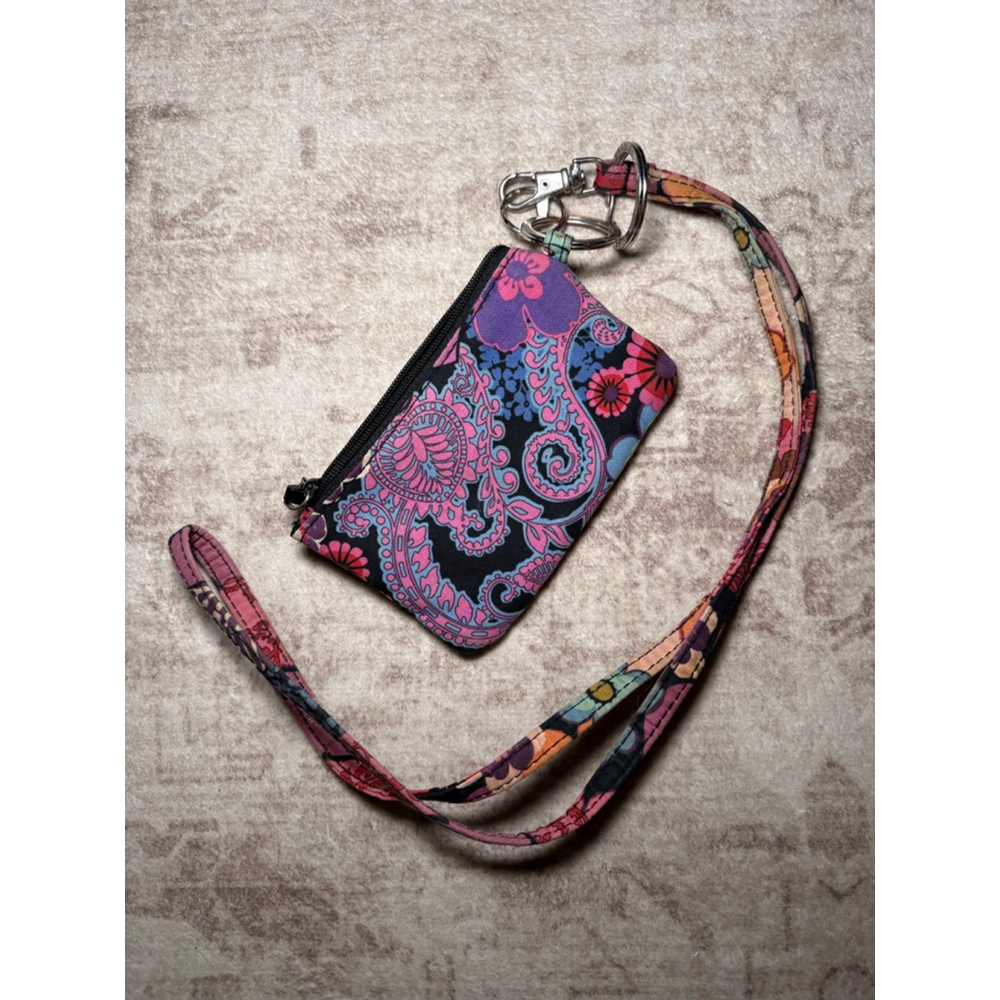 Vera Bradley ID Holder Lanyard Wallet Colorful Paisley